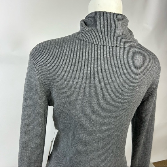 NEW EXPRESS Gray Turtle Neck Long Sleeve Midi Sweater Dress L - Picture 6 of 10